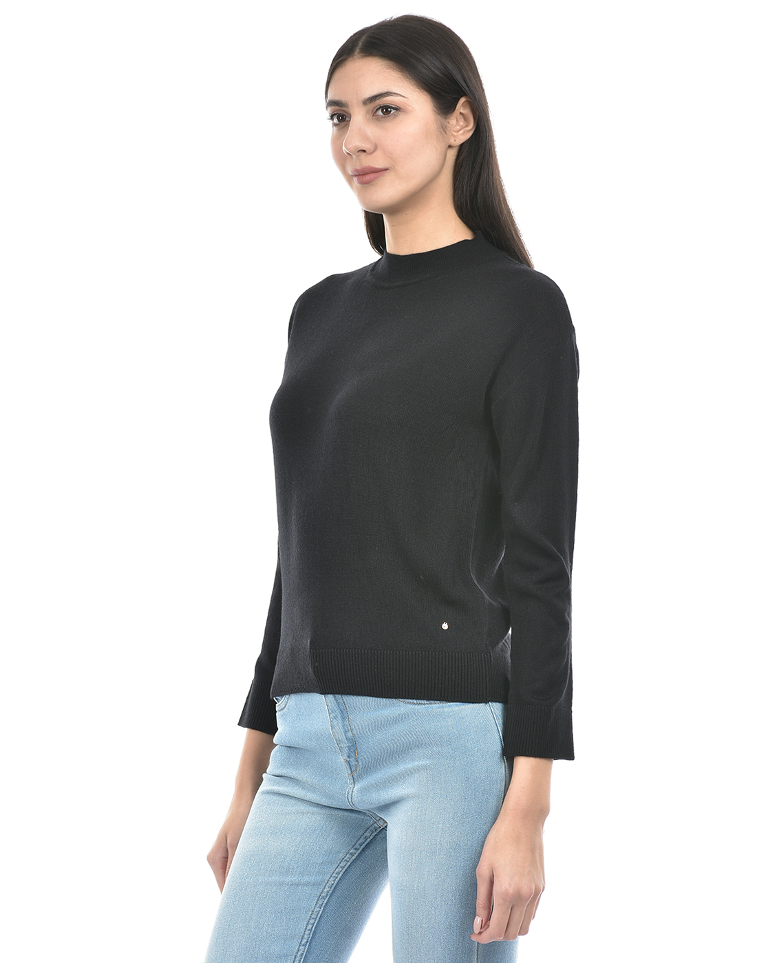 Numero Uno Women Solid Black Sweater